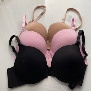BRAND NEW 3 BRAS CONVERTIBLE BLACK PINK NUDE 34C